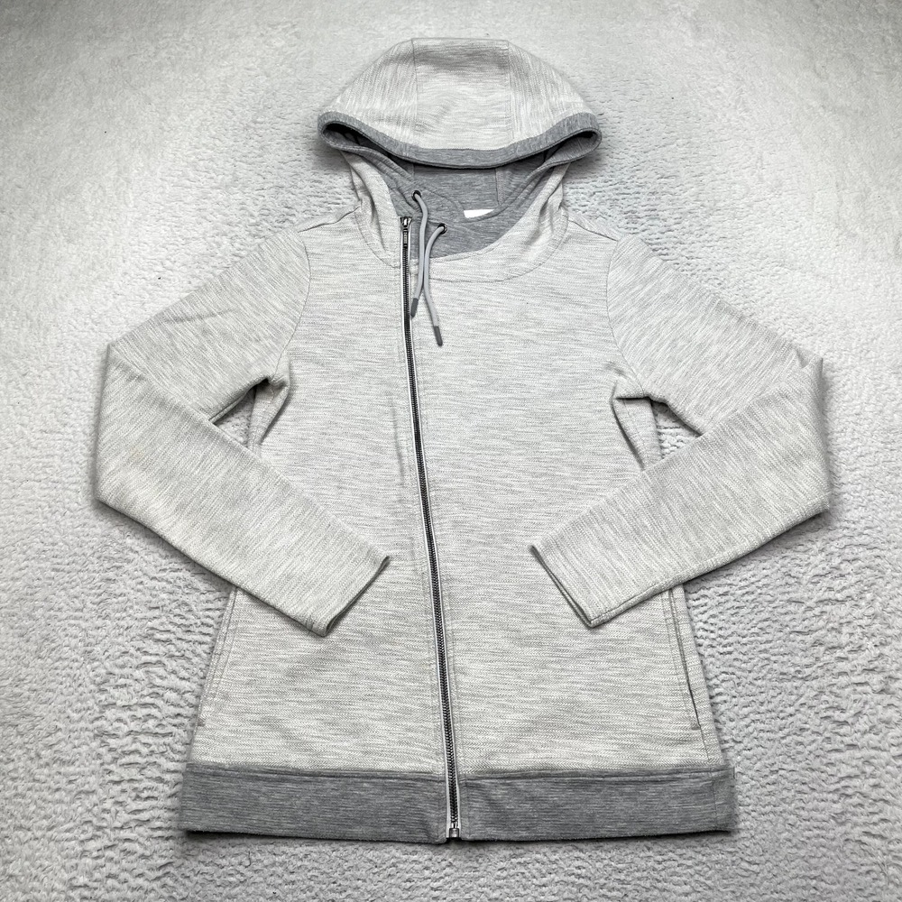 Kuhl Ivory Arva‎ Hoodie Womens Small Jacquard Cotton Asymmetrical Full Zip